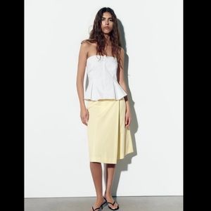 NWT ZARA STRAPLESS GABARDINE TOP